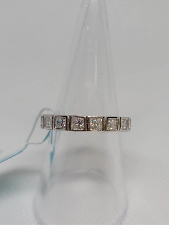 Moissanite Jewelry - Eternity Band with Princess Cut Moissanite Stones Ring